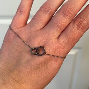 Bracelet, silver, circle and square intertwined